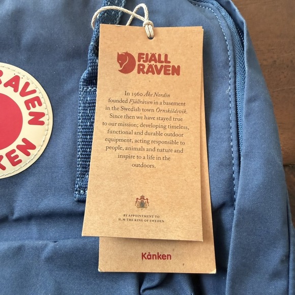 Fjallraven Kanken Backpack Royal Blue Pinstripe 14" Soft Case Adjustable Straps - Picture 3 of 9